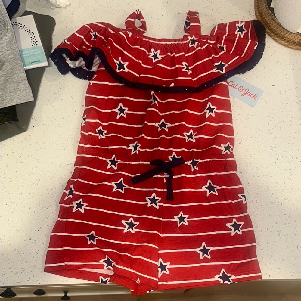 NWT girl size 4/5 Red, White and Blue Star Romper